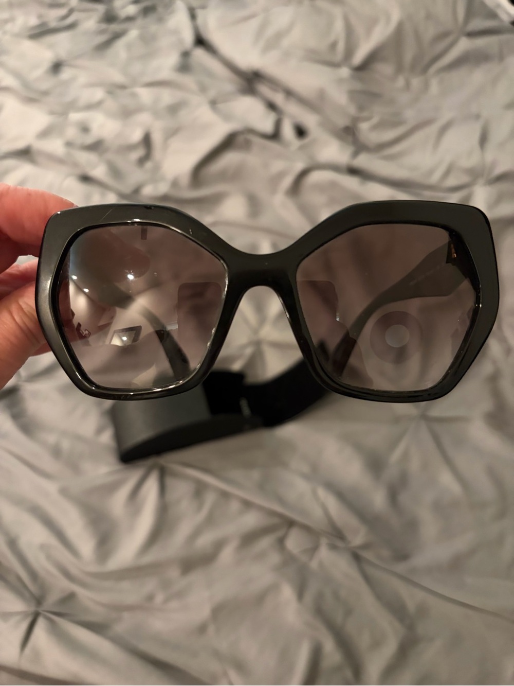 Prada Women's Black Oversized Geometric Sunglasses